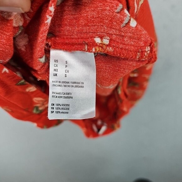 American Eagle Wrap Front Short Shorts Womens S Orange Floral High Rise Preppy - Picture 4 of 8